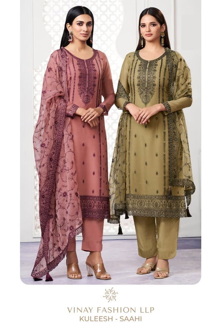 Saahi By Vinay Kuleesh Organza Chiffon Online Designer Salwar Suits Wholesale